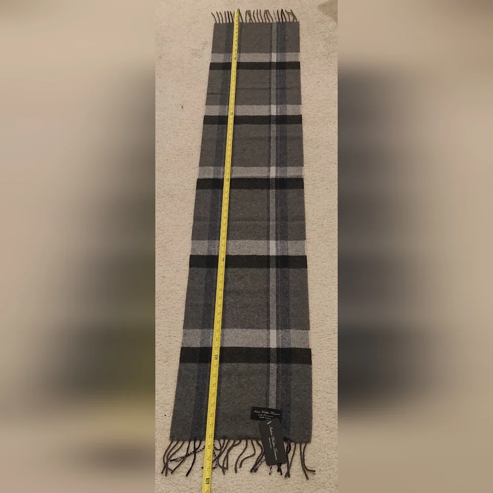New! Men's Classic Gray Handcrafted Wool Soft Scarf Made In Italy